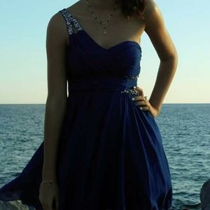 Royal Blue One Shoulder Homecoming Dress